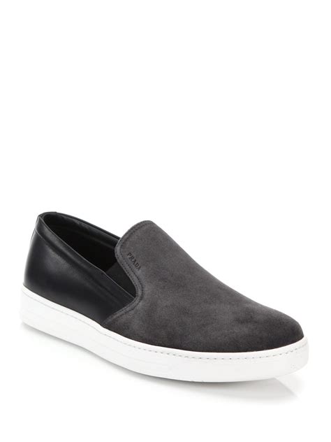 prada suede sneaker|prada men's slip on sneakers.